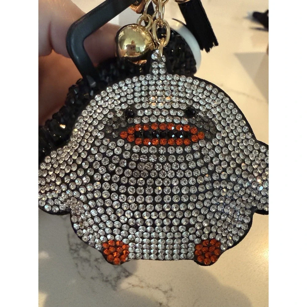 Penguin Rhinestone Charm Key Chain Keyring - Metal, Gold/Black/Silver/Orange